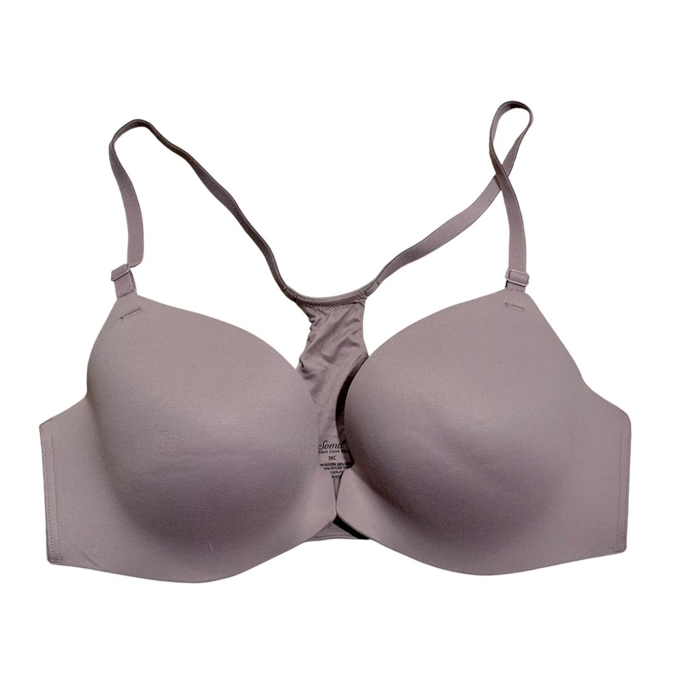 Soma Enbliss Front Close Racerback Bra 36C Mauve Tan Wireless Feel RN79984